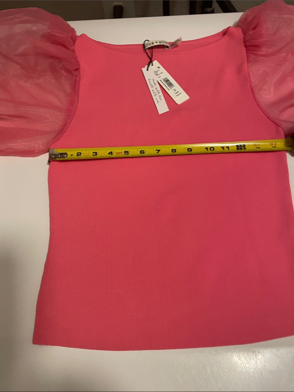 Alice + Olivia French Rose Pink Puff-Sleeve Scoop Neck Sweater - Picture 15 of 15